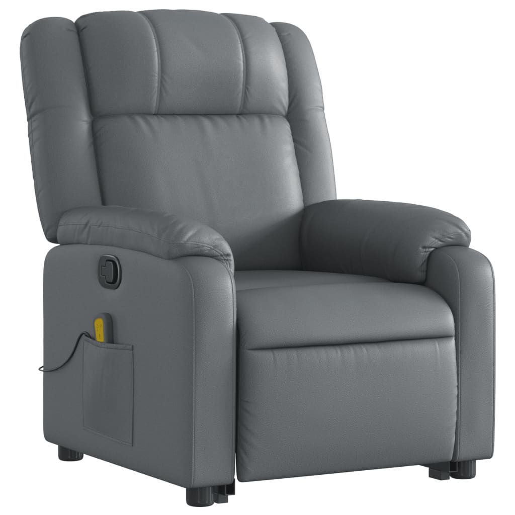 vidaXL Fauteuil inclinable de massage gris similicuir