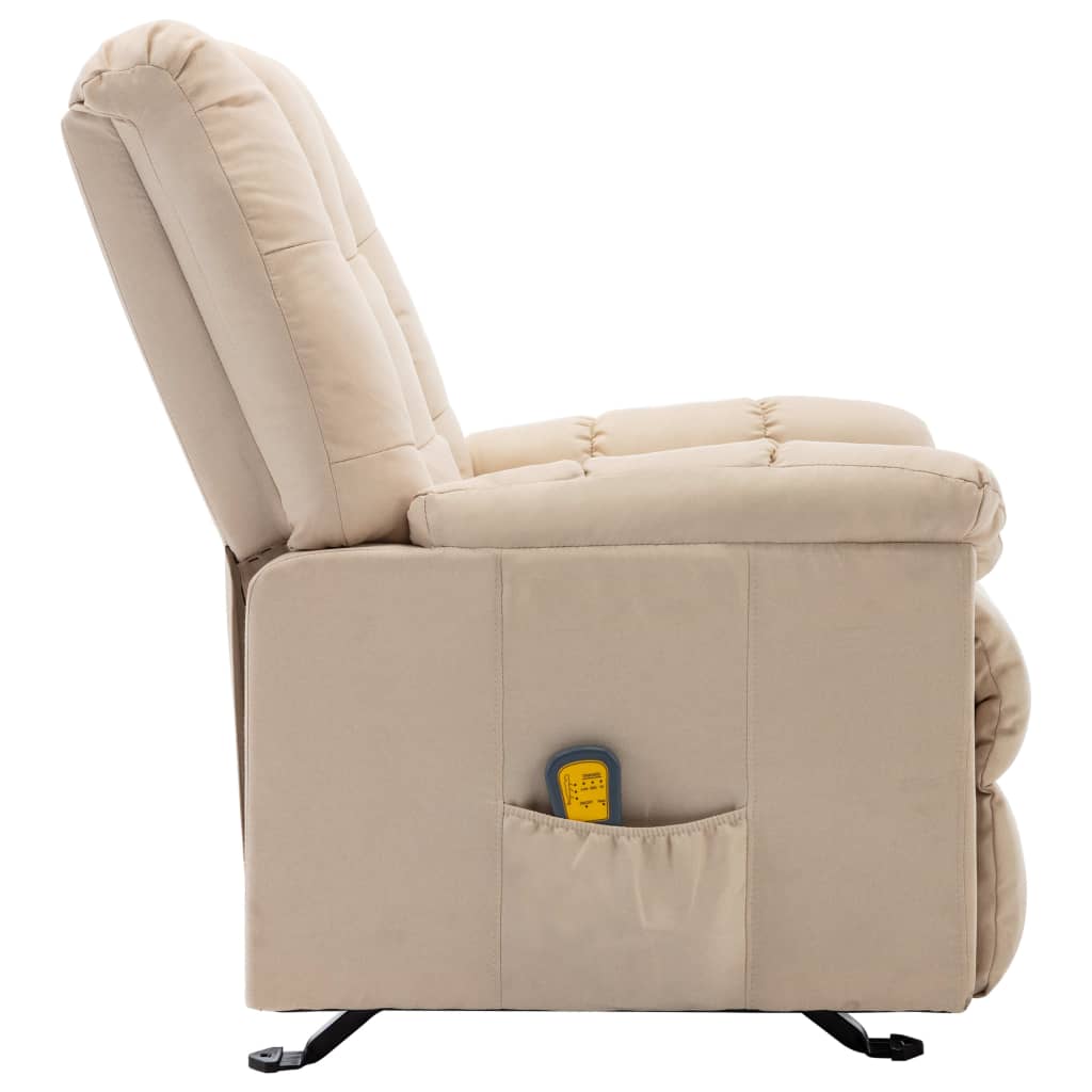 vidaXL Fauteuil de massage inclinable Crème Tissu