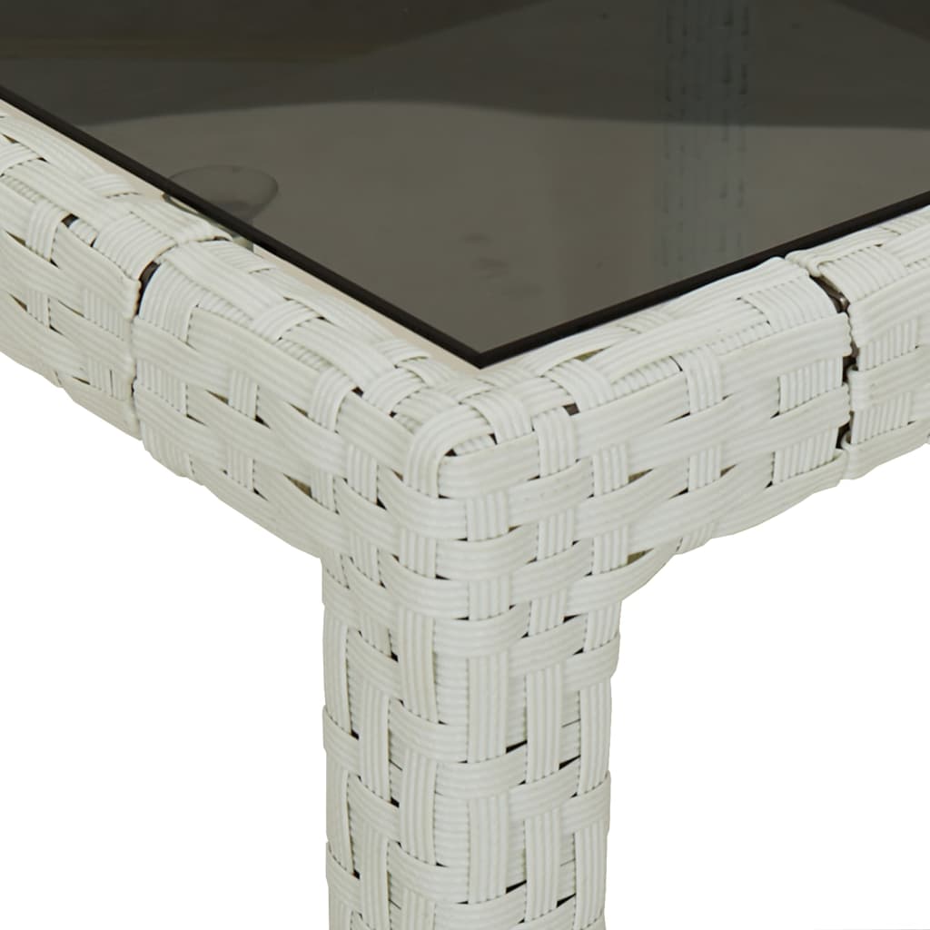 vidaXL Table de jardin Blanc 190x90x75 cm Verre trempé/résine tressée