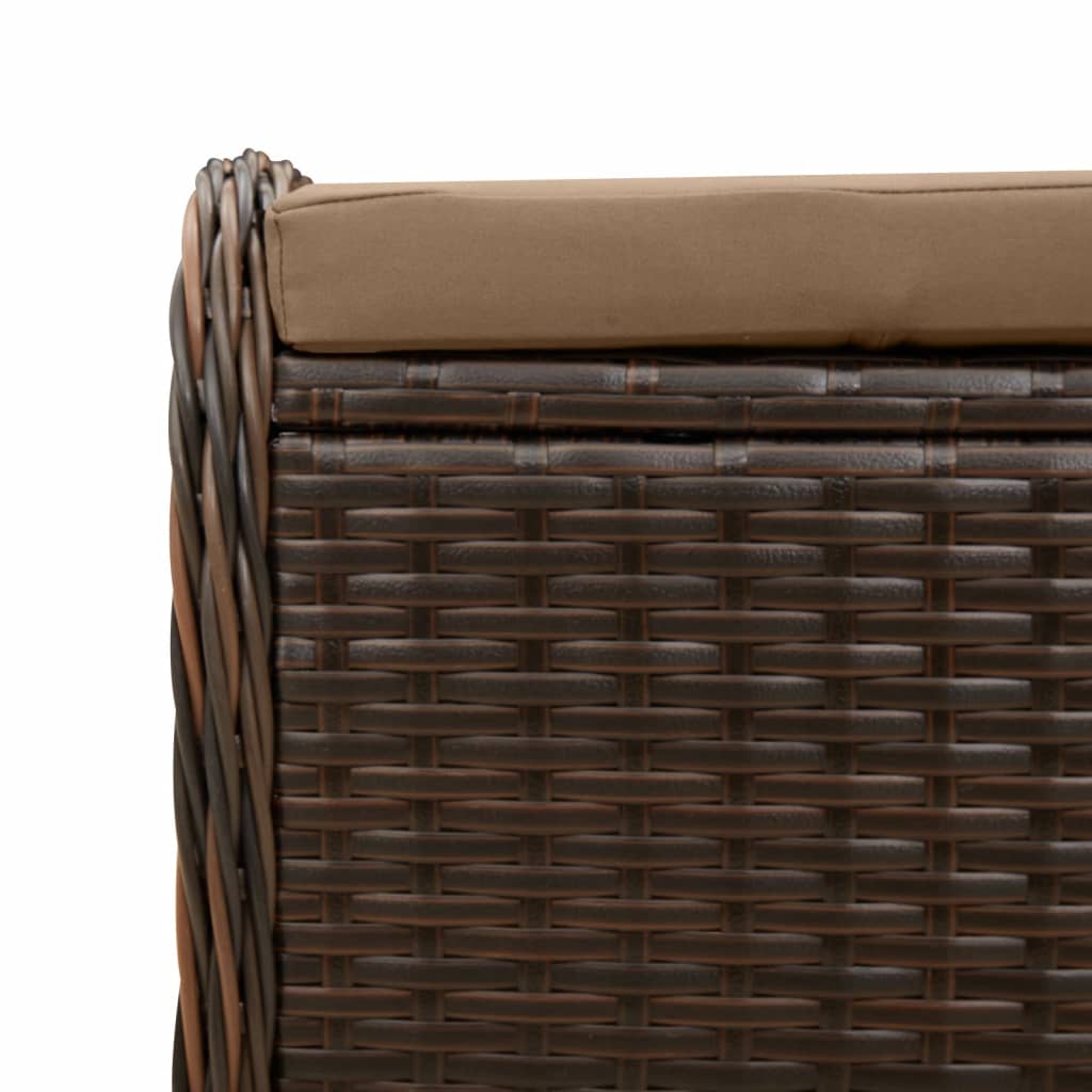 vidaXL Tabouret de jardin avec coussin brun 58x46x46 cm résine tressée