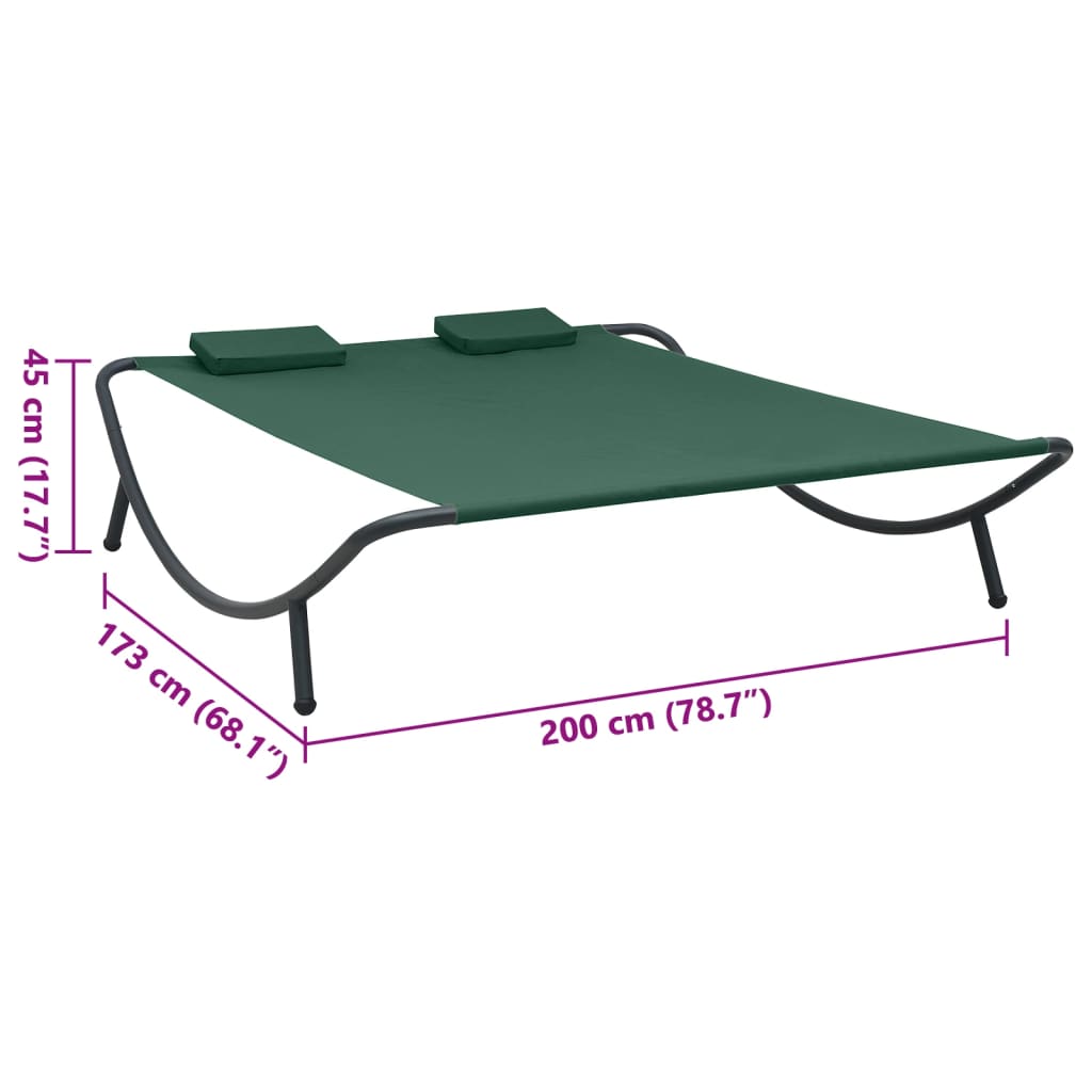 vidaXL Lit de repos d'extérieur tissu vert