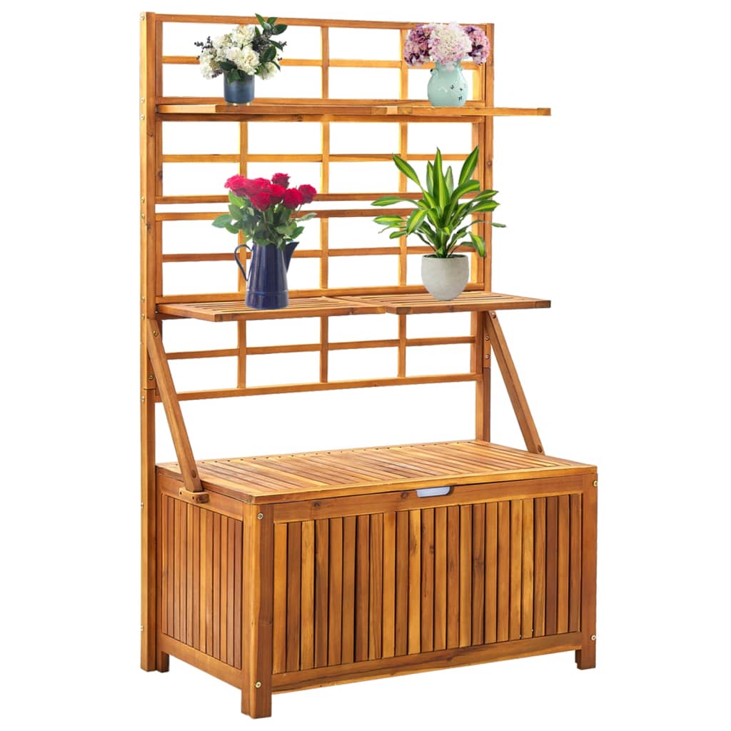 vidaXL Boîte de rangement avec treillis 99x55x160cm Bois acacia solide