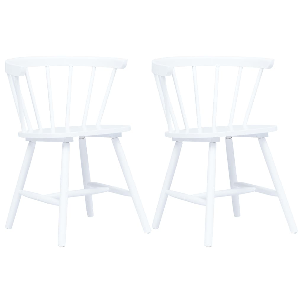 vidaXL Chaises à manger lot de 2 blanc bois hévéa massif