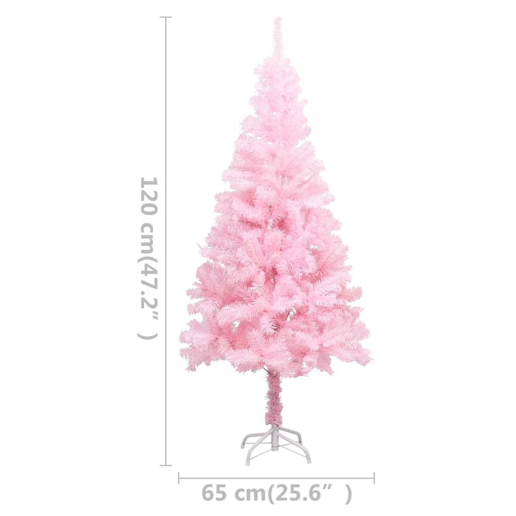 vidaXL Arbre de Noël artificiel pré-éclairé et boules rose 120 cm PVC