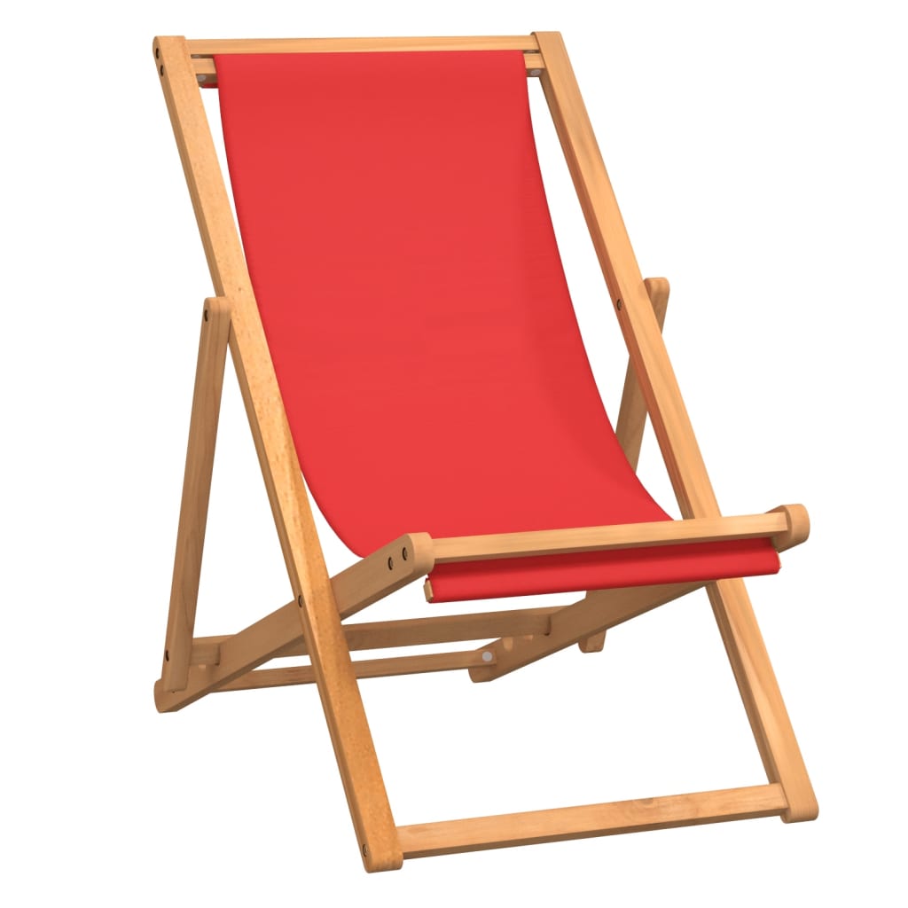 vidaXL Chaise de plage pliable Bois de teck solide rouge