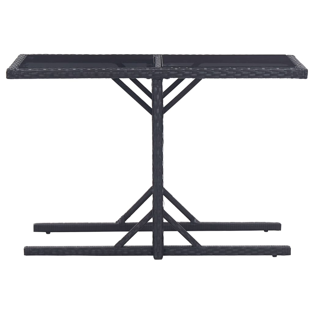 vidaXL Table de jardin Noir 110x53x72 cm Verre et résine tressée