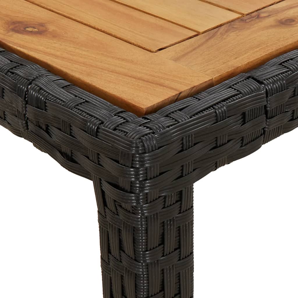 vidaXL Table de jardin 90x90x75cm Résine tressée et bois d'acacia Noir