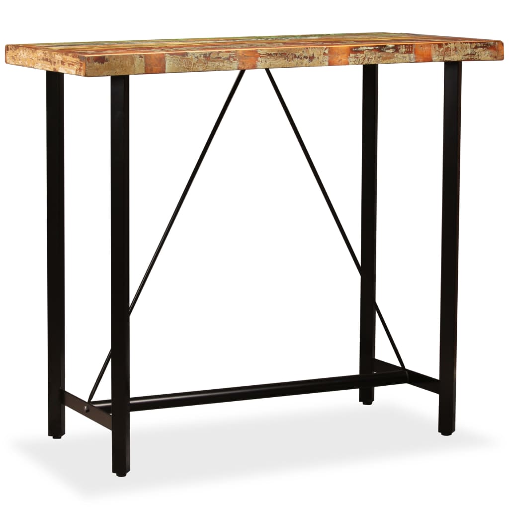 vidaXL Table de bar Bois massif de récupération 120 x 60 x 107 cm