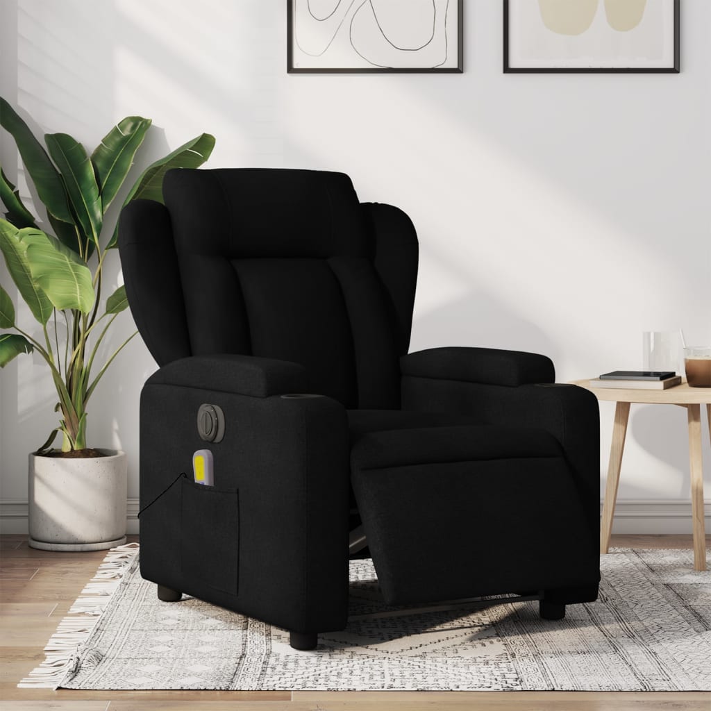 vidaXL Fauteuil inclinable de massage électrique noir tissu