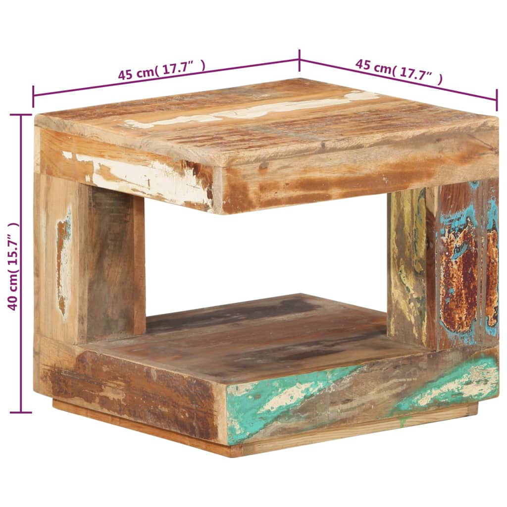 vidaXL Table basse 45x45x40 cm Bois de récupération massif