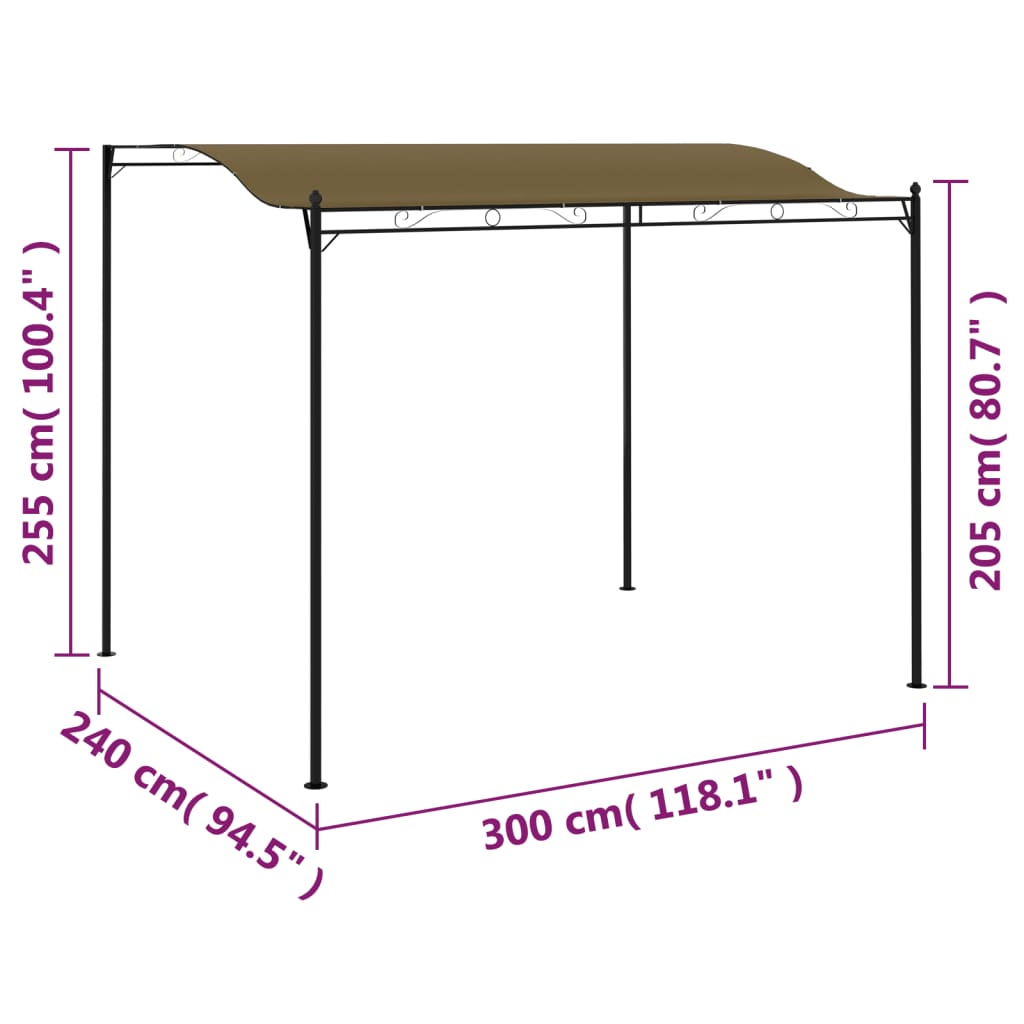 vidaXL Auvent de parasol 3x2,4 m Taupe 180 g/m²