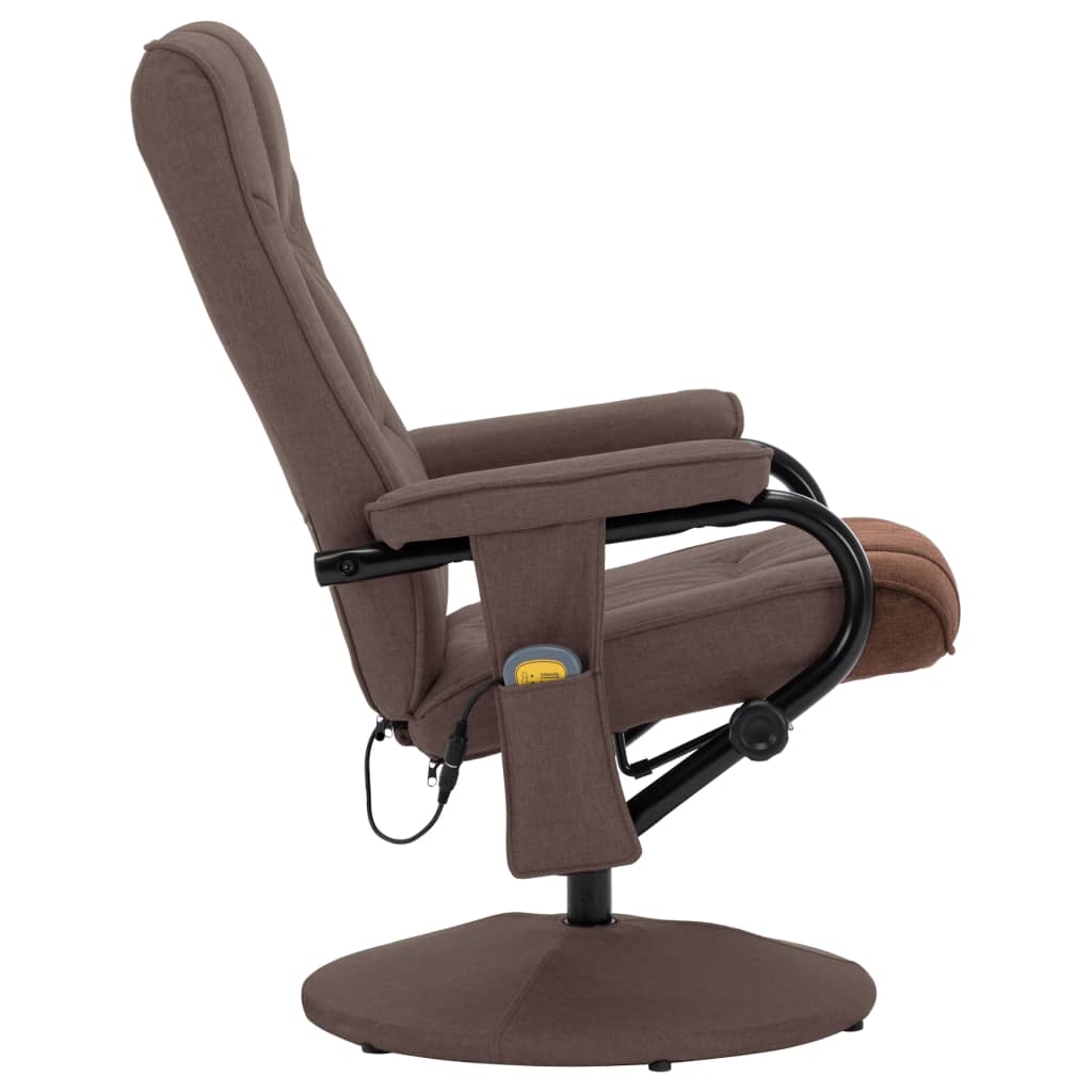 vidaXL Fauteuil inclinable de massage avec repose-pieds marron tissu