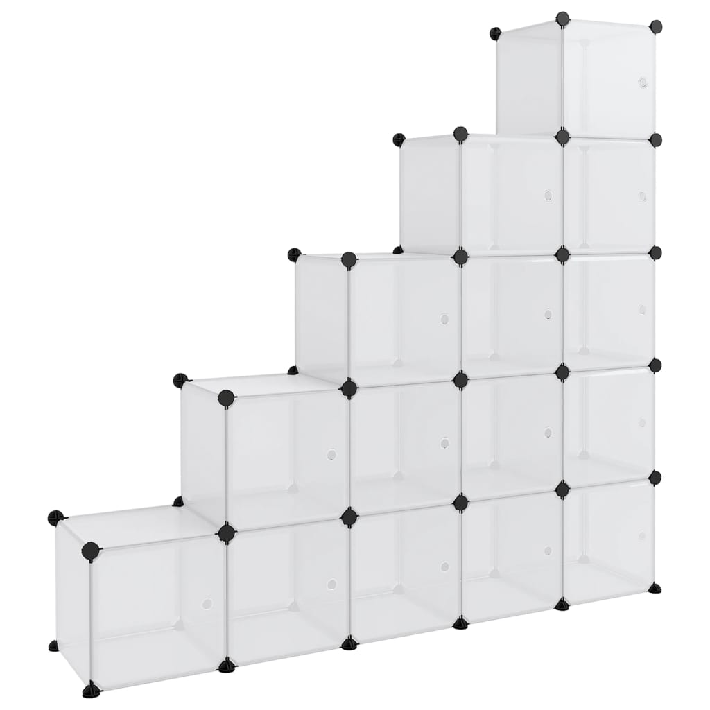 vidaXL Cubes de rangement 15 pcs avec portes Transparent PP