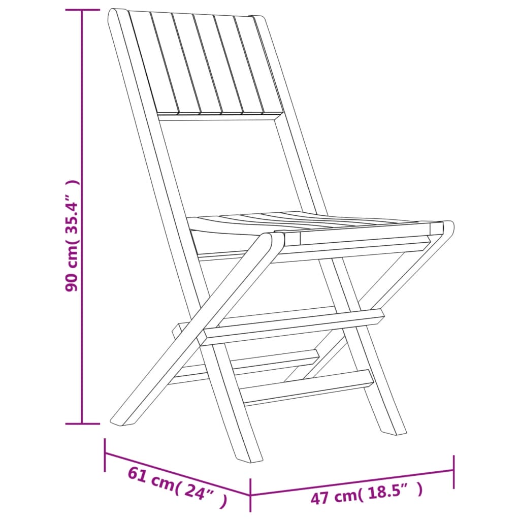 vidaXL Chaises de jardin pliantes lot de 6 47x61x90cm bois massif teck