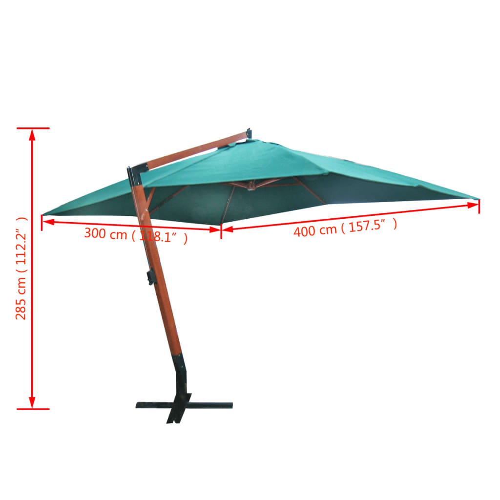 vidaXL Parasol flottant Melia 300 x 400 cm Vert