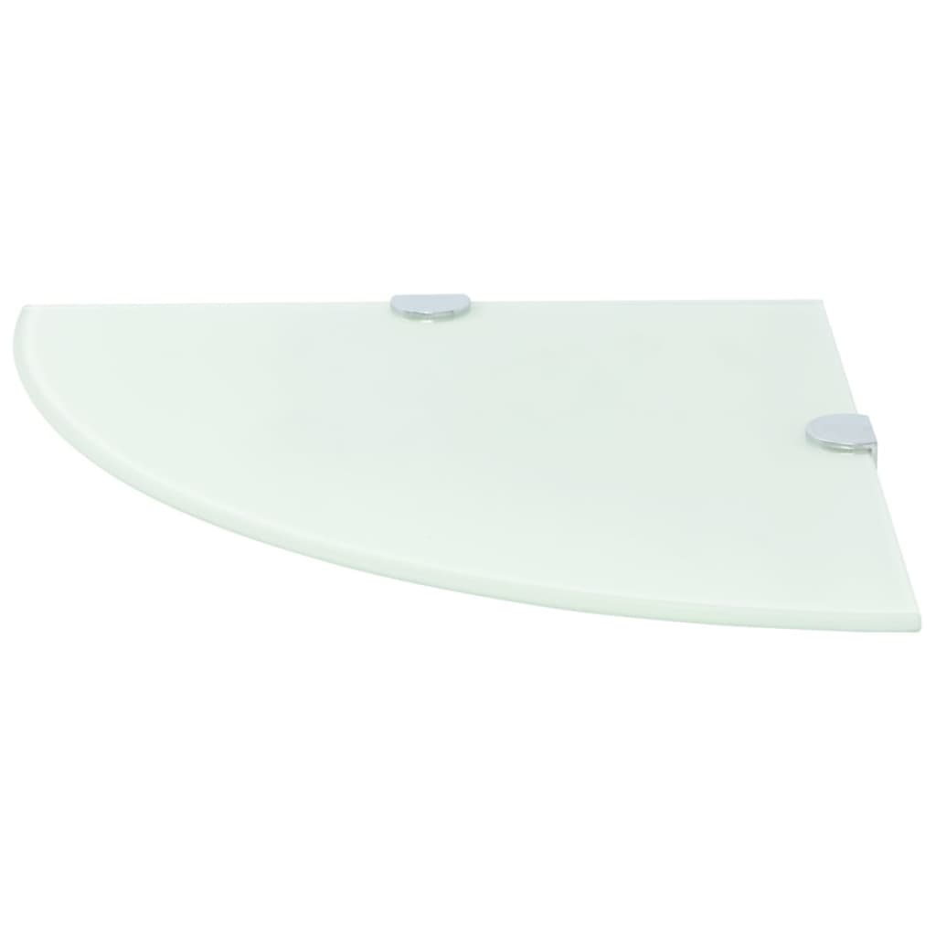 vidaXL Étagère de coin avec supports chromés Verre Blanc 25 x 25 cm