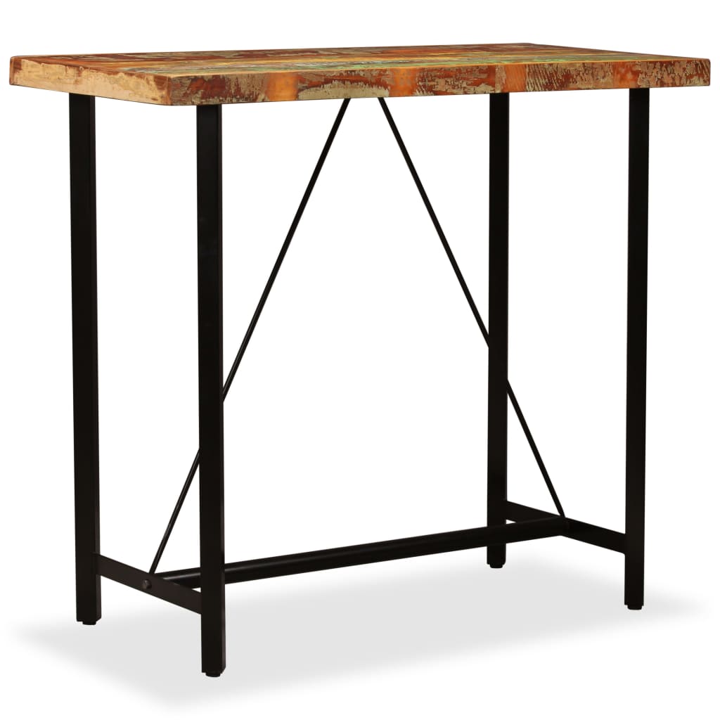 vidaXL Table de bar Bois massif de récupération 120 x 60 x 107 cm