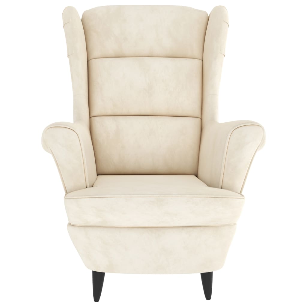 vidaXL Fauteuil blanc crème velours