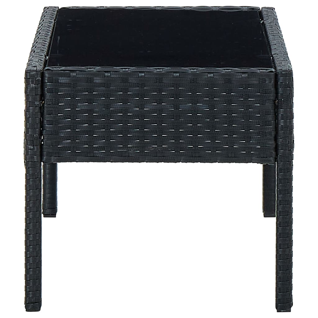 vidaXL Table de jardin Noir 75x40x37 cm Résine tressée