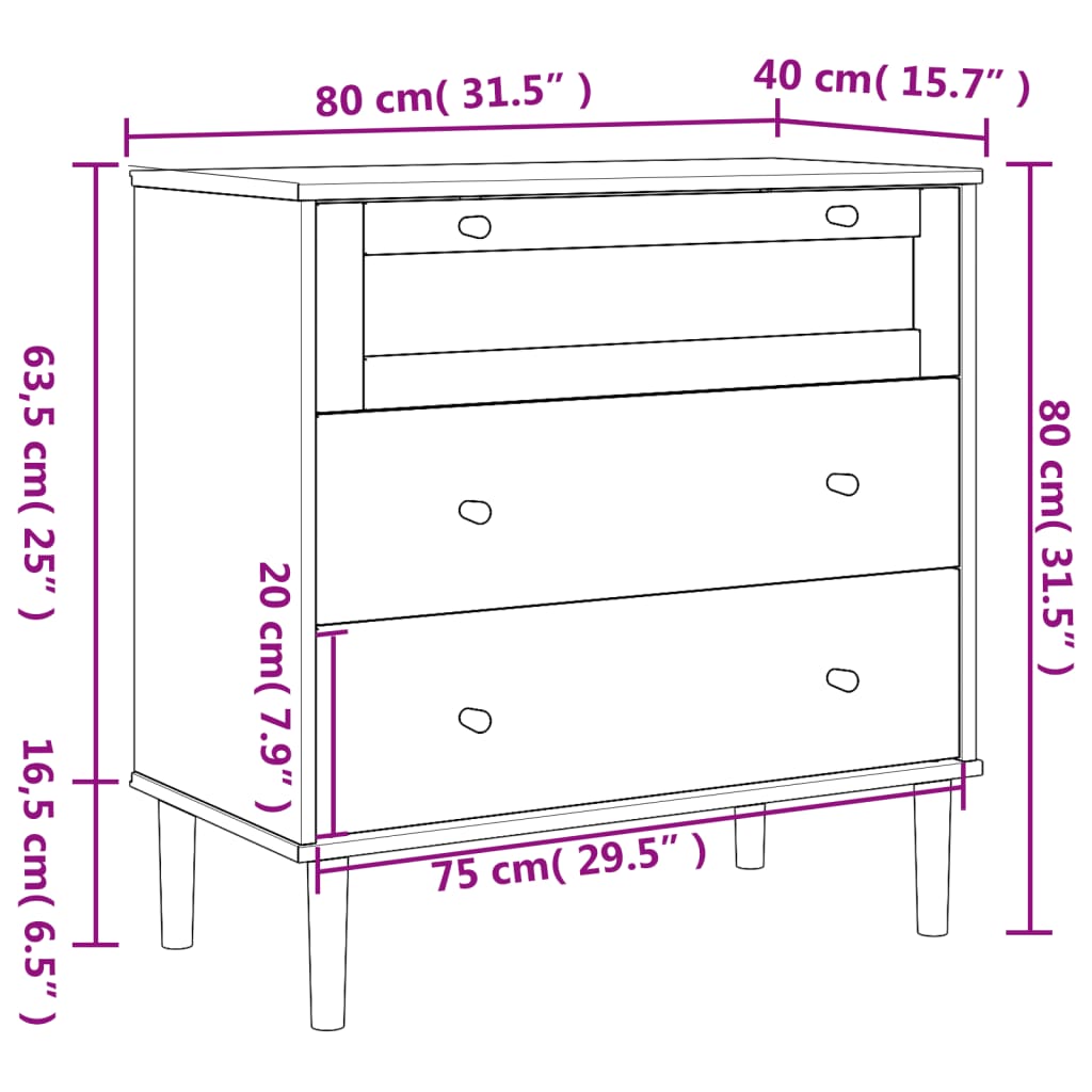 vidaXL Commode SENJA aspect de rotin marron bois de pin solide