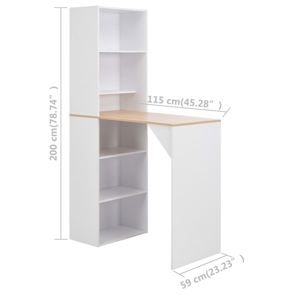 vidaXL Table de bar avec armoire Blanc 115x59x200 cm