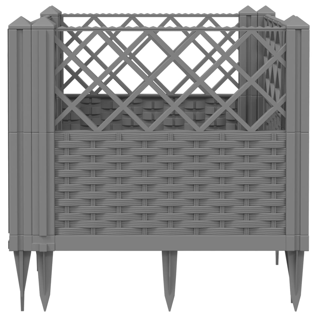 vidaXL Jardinière avec piquets gris clair 43,5x43,5x43,5 cm PP