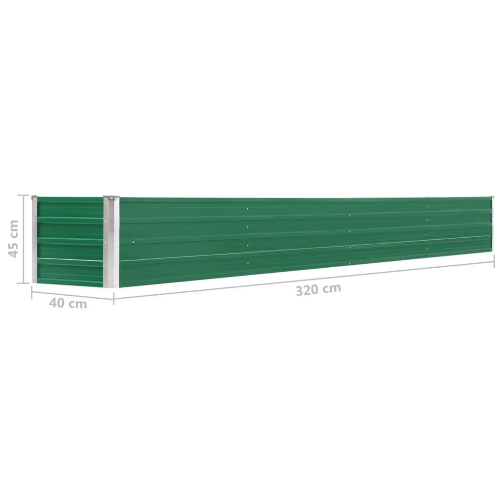 vidaXL Lit surélevé de jardin Acier galvanisé 320x40x45 cm Vert