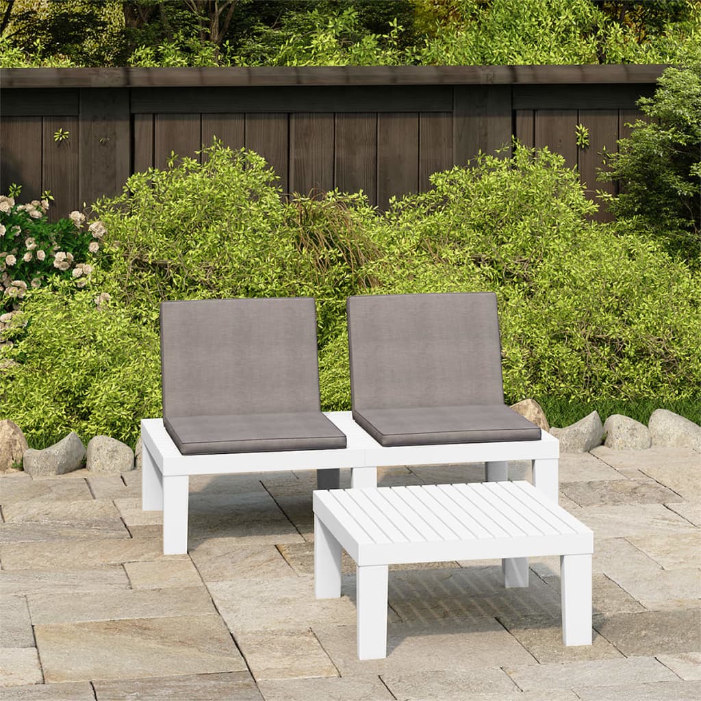 vidaXL Salon de jardin 2 pcs avec coussins Plastique Blanc