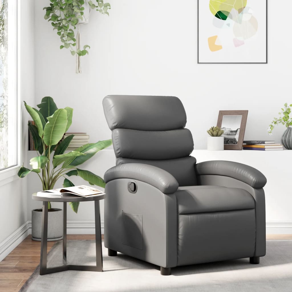 vidaXL Fauteuil inclinable Gris Similicuir