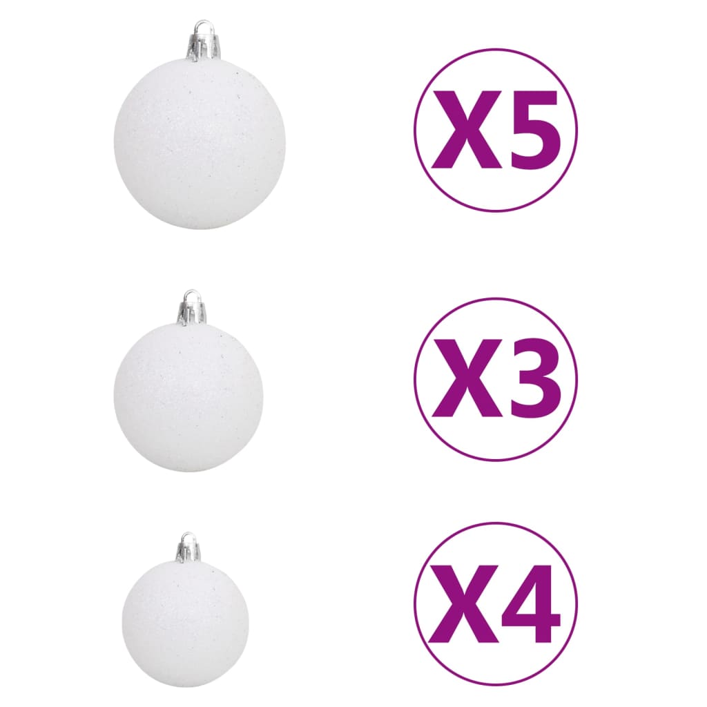 vidaXL Arbre de Noël artificiel d'angle LED et boules blanc 120 cm PVC