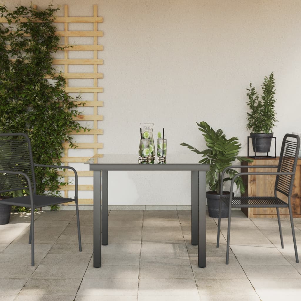 vidaXL Table de jardin Noir 80x80x74 cm Aluminium et verre