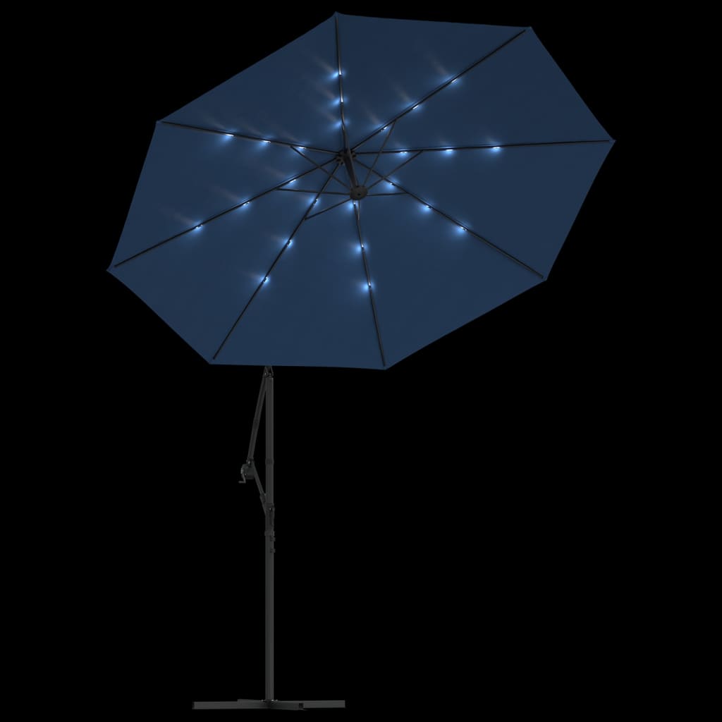 vidaXL Parasol de jardin en porte-à-faux et lumières LED mât en acier