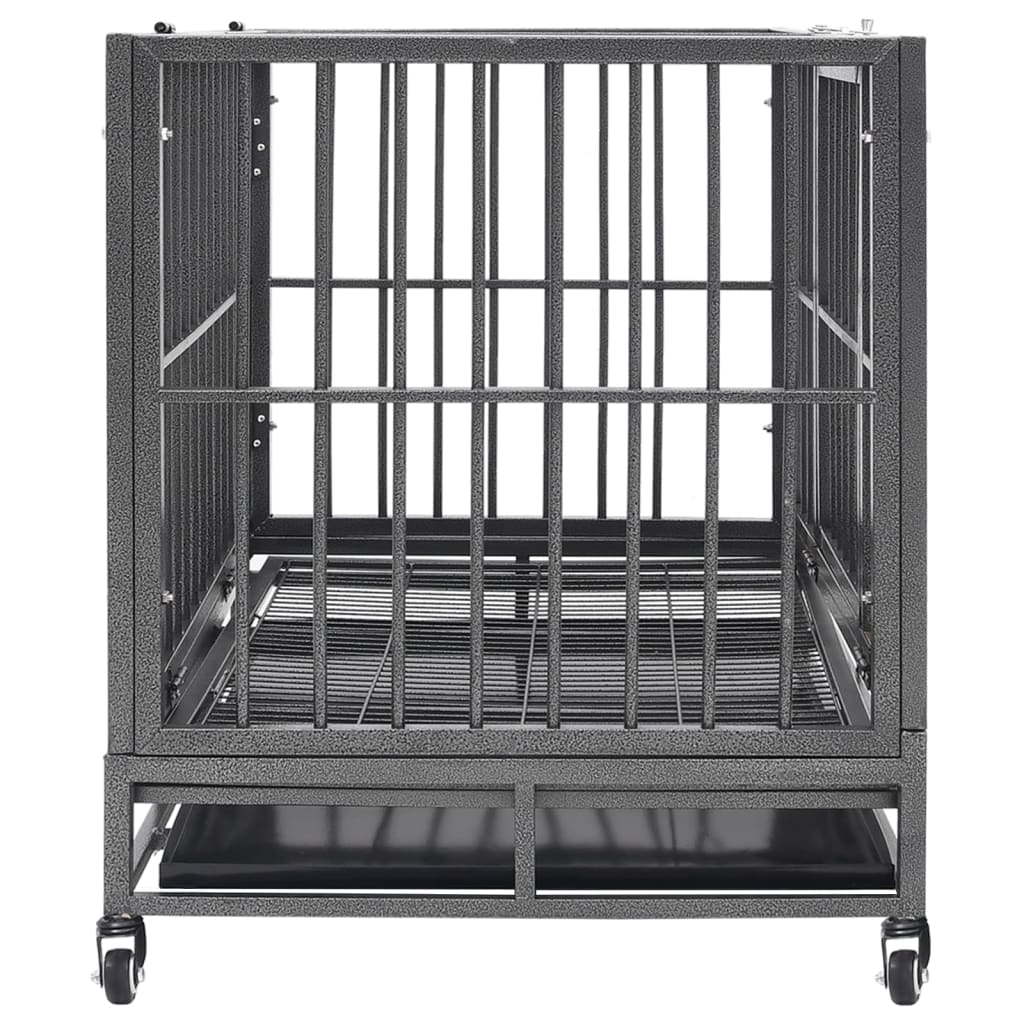 vidaXL Cage pour chien avec roues et toit Acier 102x72x85 cm