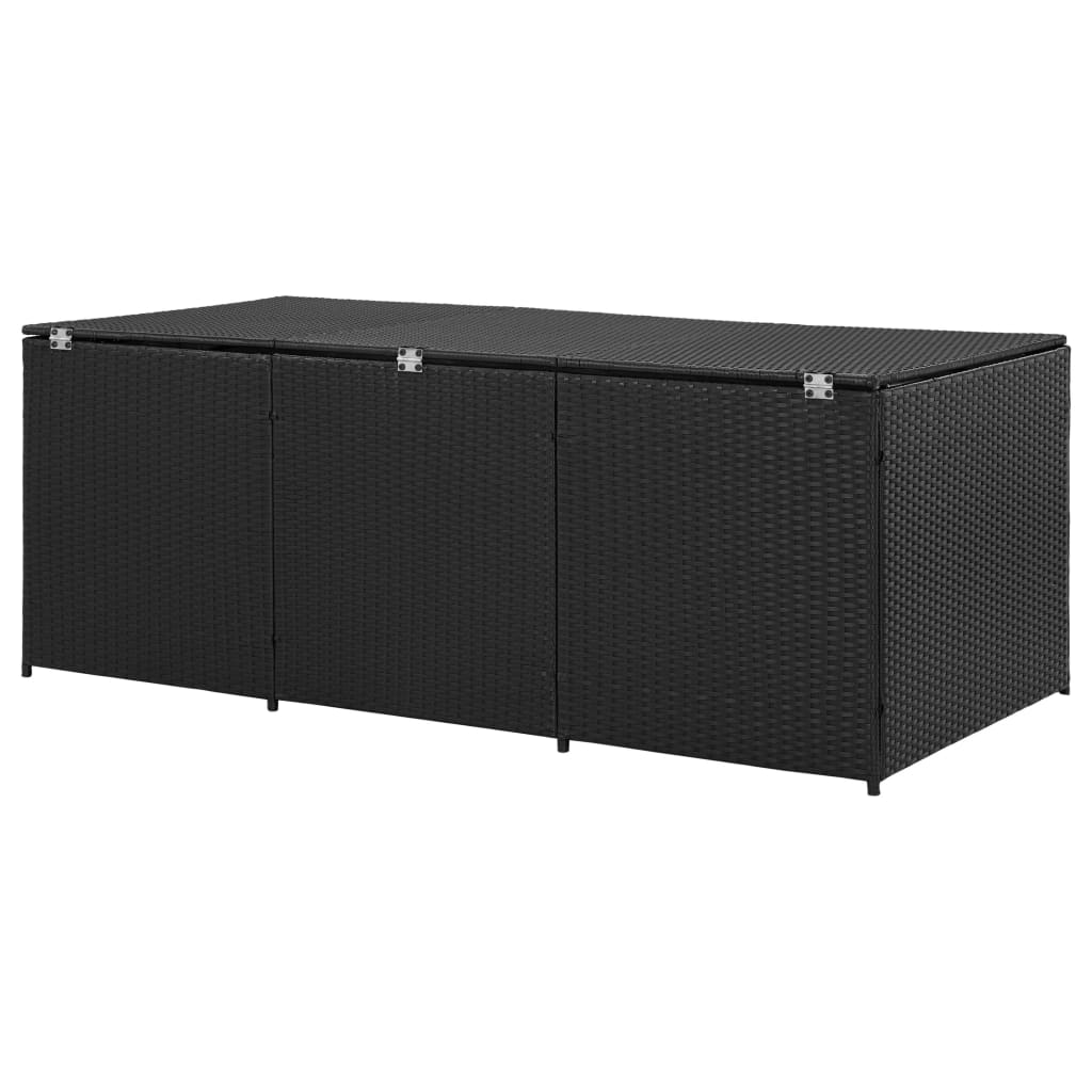 vidaXL Boîte de rangement de jardin Résine tressée 180x90x70 cm Noir