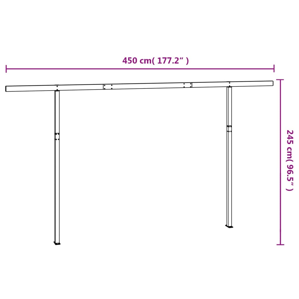 vidaXL Jeu de poteaux d'auvent blanc 450x245 cm fer