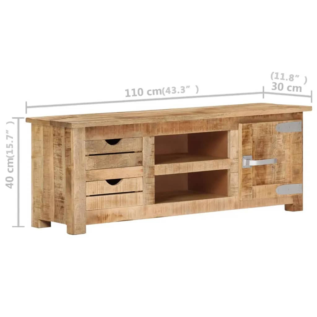 vidaXL Meuble TV 110x30x40 cm Bois de manguier brut