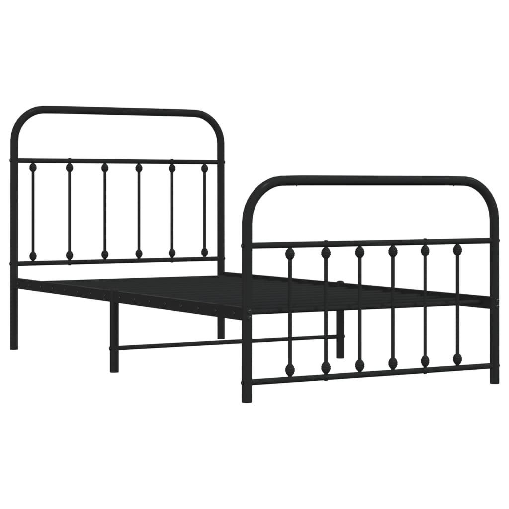 vidaXL Cadre de lit métal sans matelas avec pied de lit noir 100x190cm