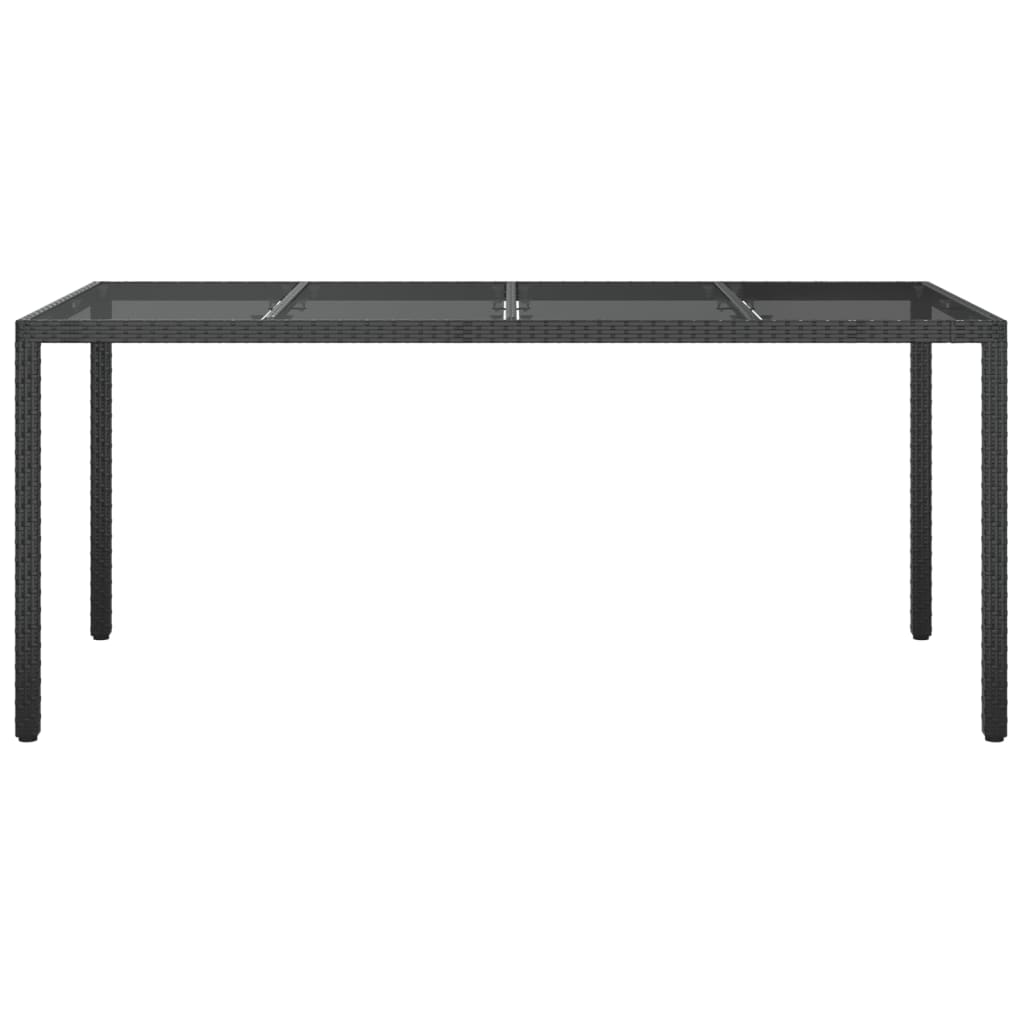 vidaXL Table de jardin Noir 190x90x75 cm Verre trempé/résine tressée