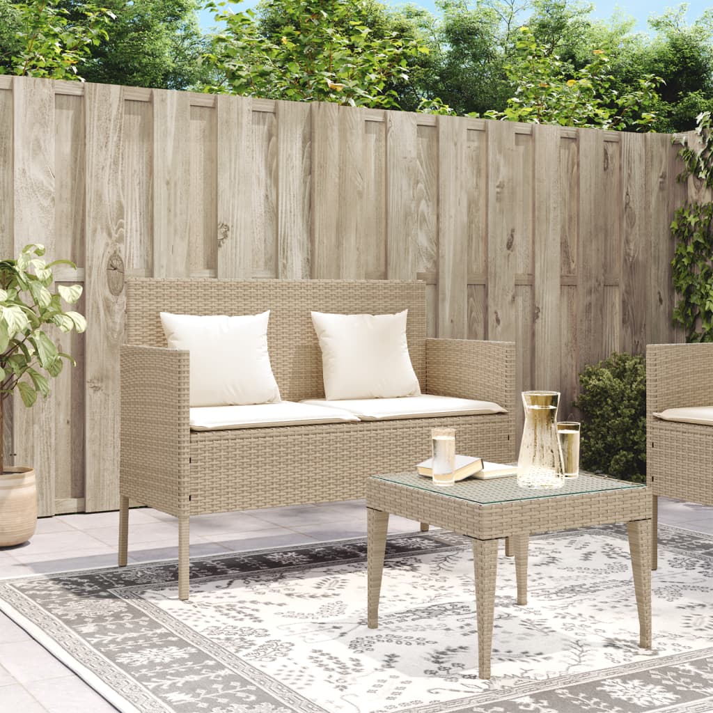 vidaXL Banc de jardin avec coussins beige résine tressée