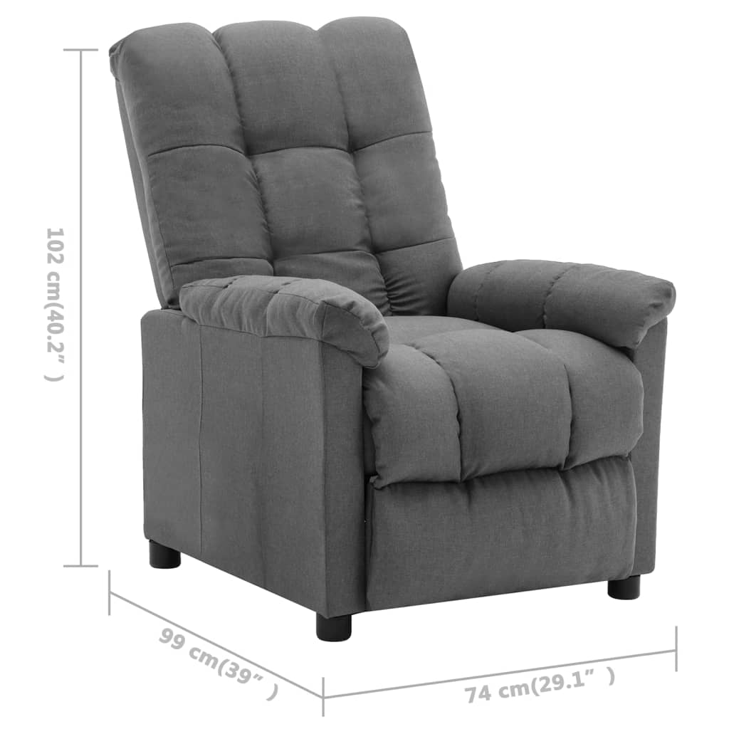 vidaXL Fauteuil inclinable électrique gris clair tissu