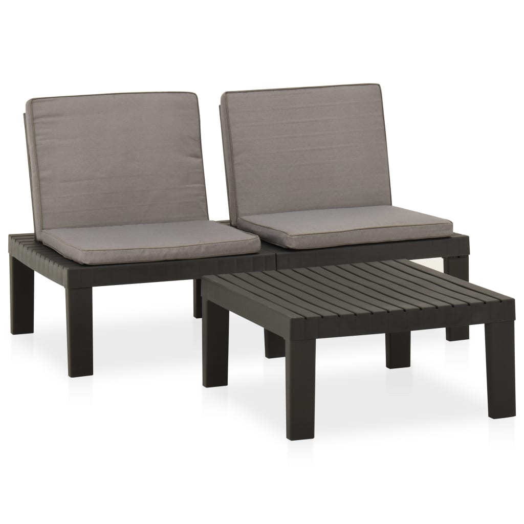 vidaXL Salon de jardin 2 pcs avec coussins Plastique Gris