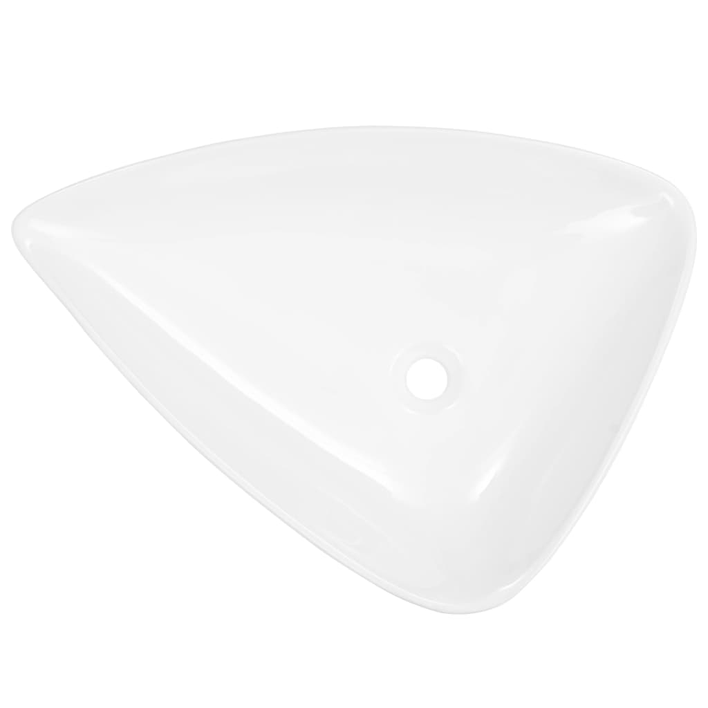 vidaXL Lavabo céramique blanc triangulaire 64,5 x 45,46 x 11,43 cm