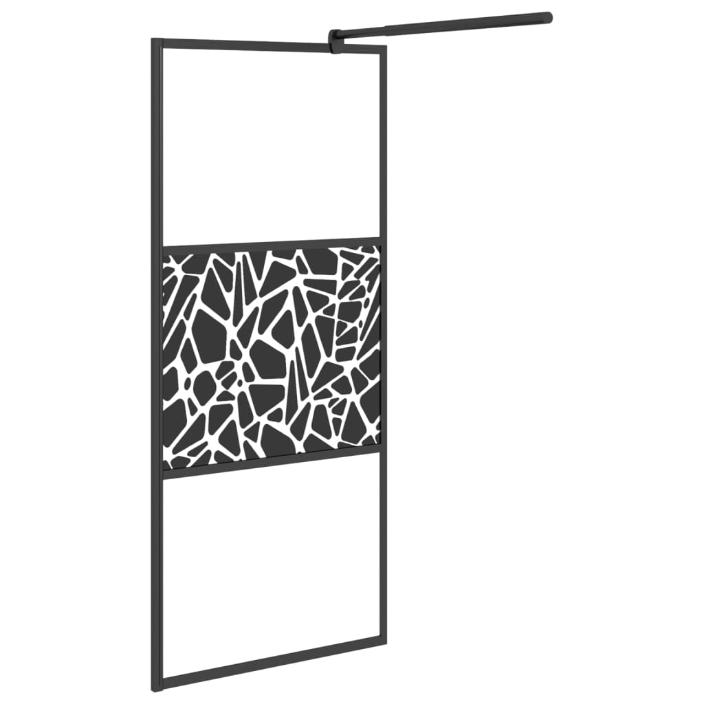 vidaXL Paroi de douche avec étagère Noir 80x195 cm Verre ESG&Aluminium