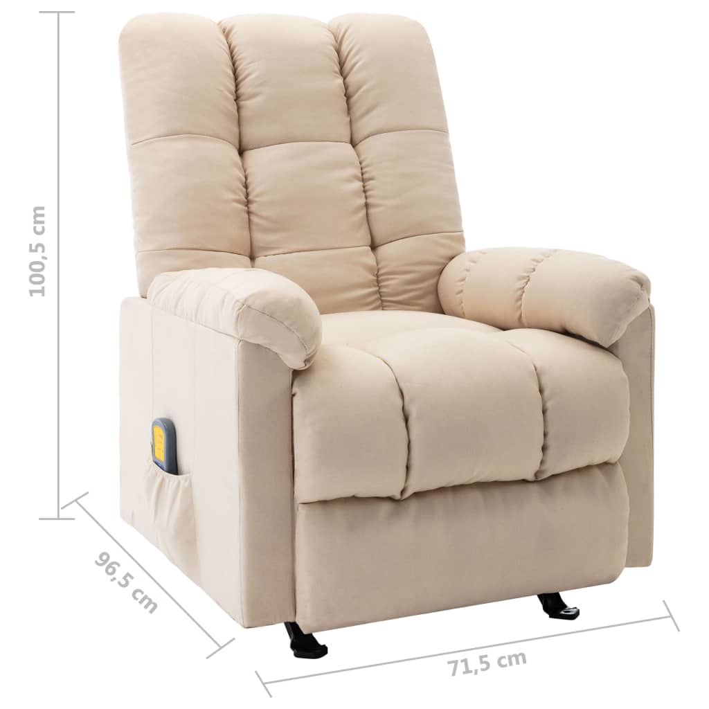 vidaXL Fauteuil de massage inclinable Crème Tissu