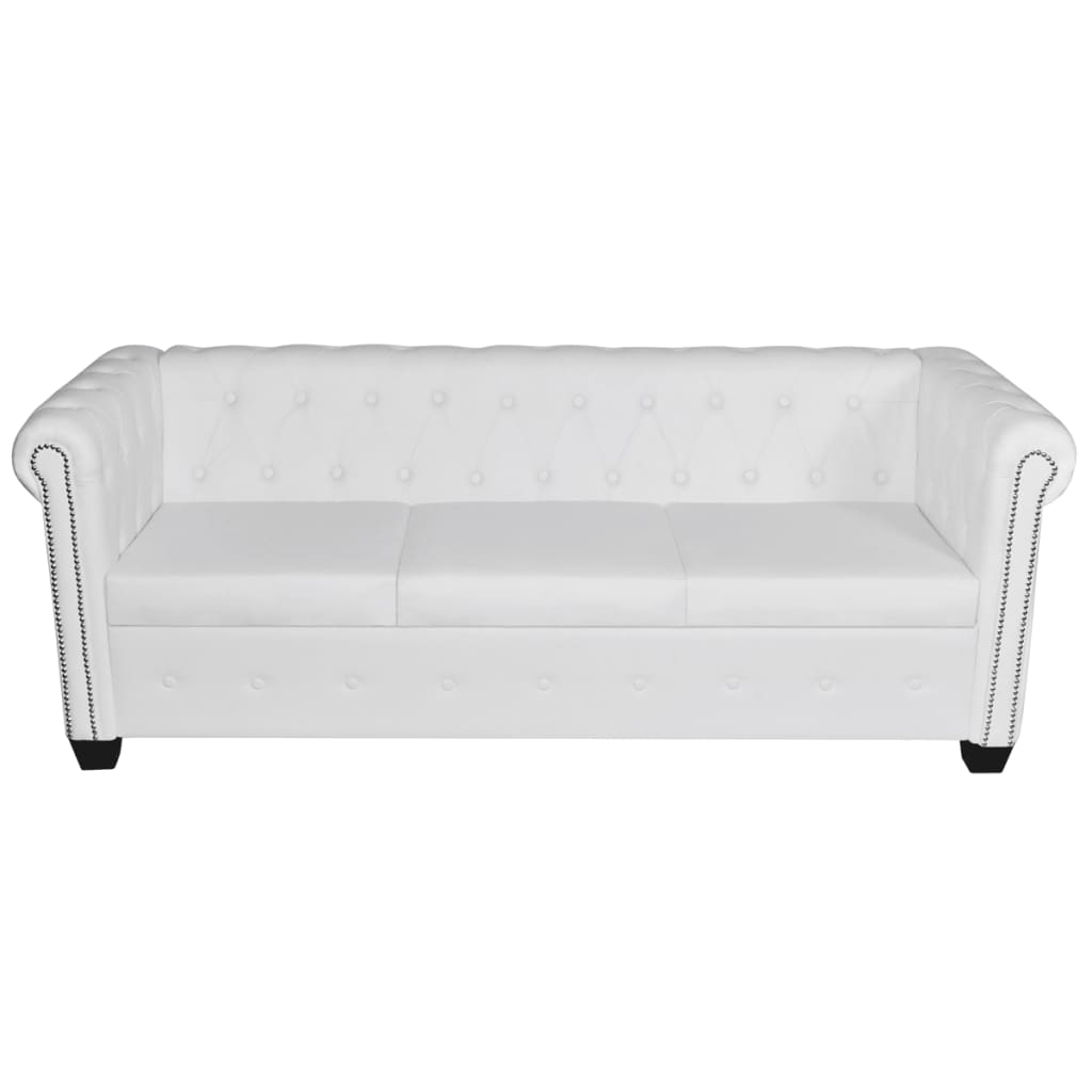 vidaXL Canapé Chesterfield à 3 places similicuir blanc