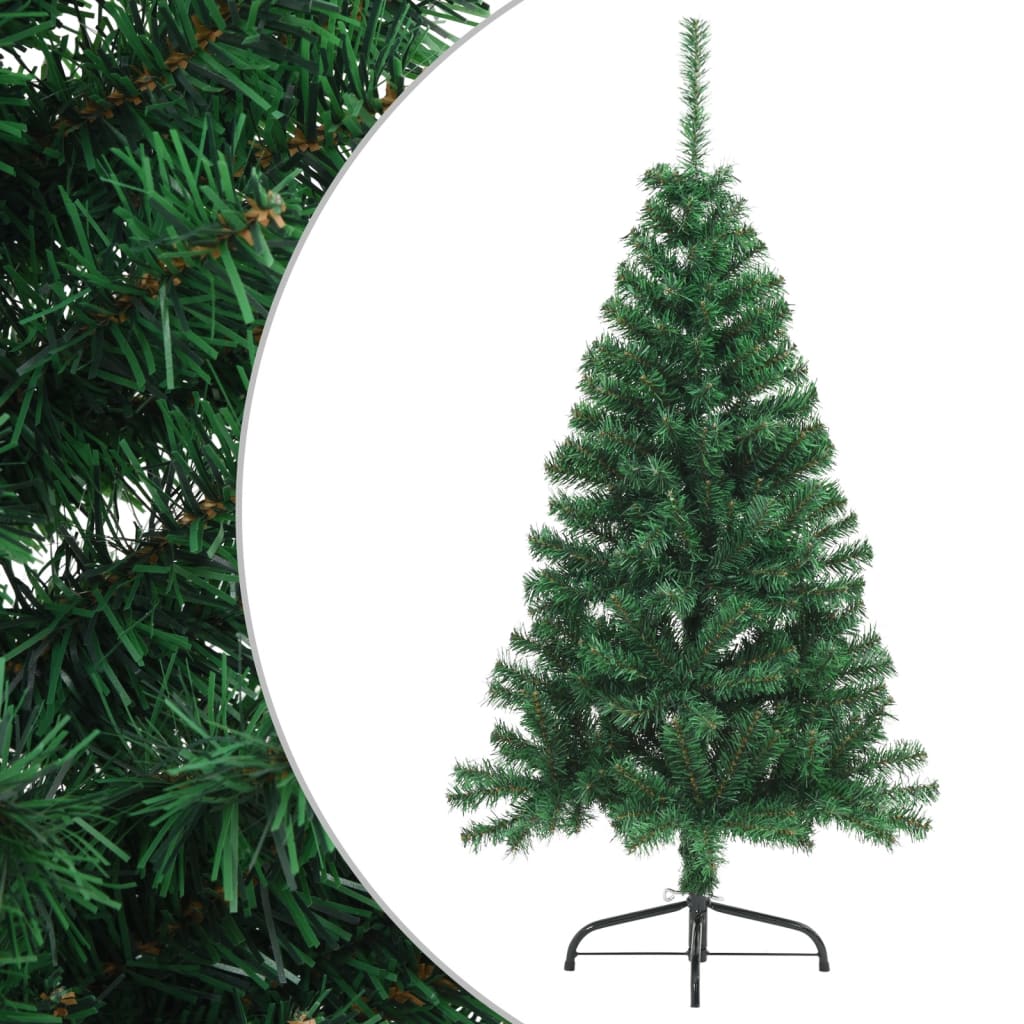 vidaXL Sapin de Noël artificiel moitié avec support vert 150 cm PVC