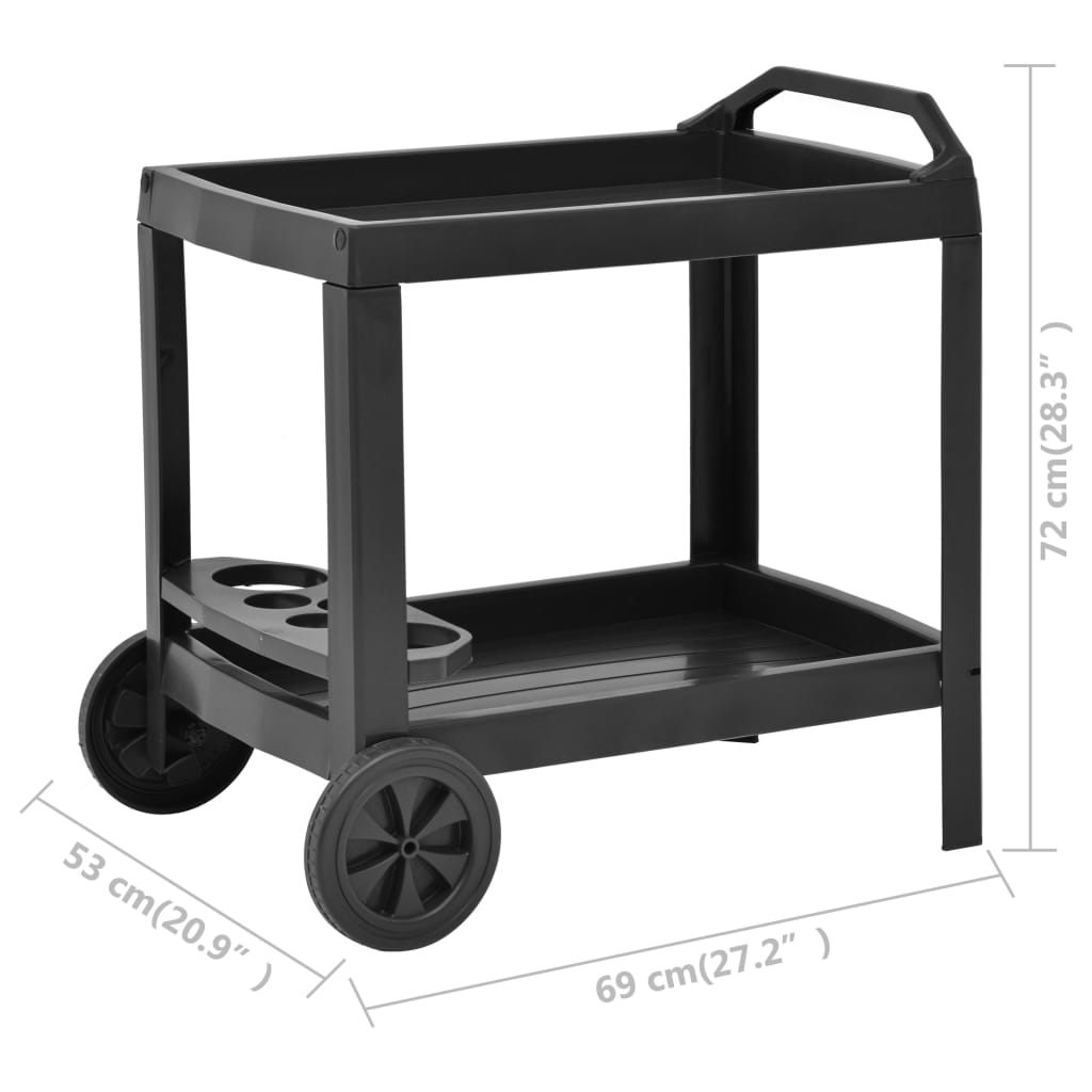 vidaXL Chariot à boissons Anthracite 69x53x72 cm Plastique