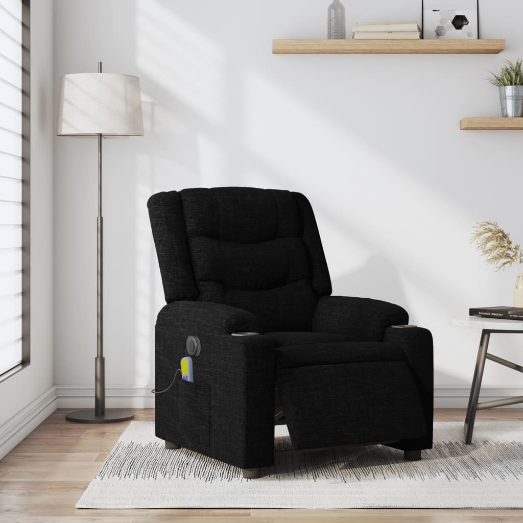 vidaXL Fauteuil inclinable de massage électrique noir tissu