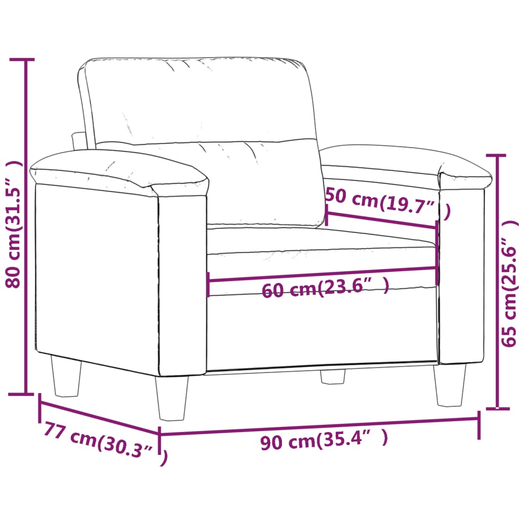 vidaXL Fauteuil gris foncé 60 cm tissu microfibre