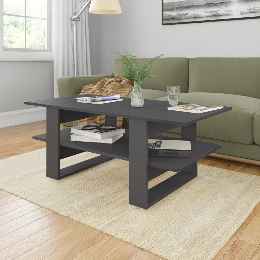 vidaXL Table basse gris 110x55x42 cm bois d'ingénierie